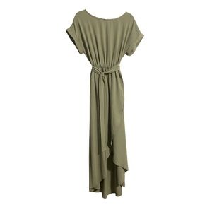 First Love Wrap Dress M Sage Green Maxi Belted Wedding Guest Modest Bridesmaid